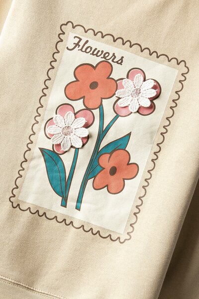 Girls Floral Frame Fleece Sweatshirt