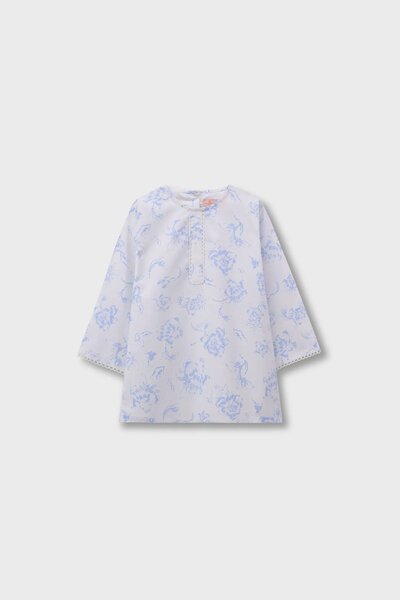Blue Blossom Printed Cotton Top