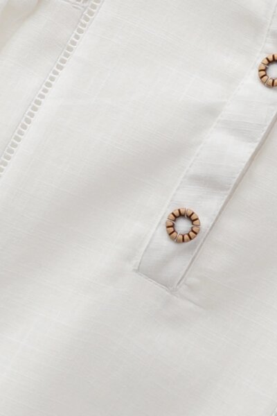 White Textured Cotton Top