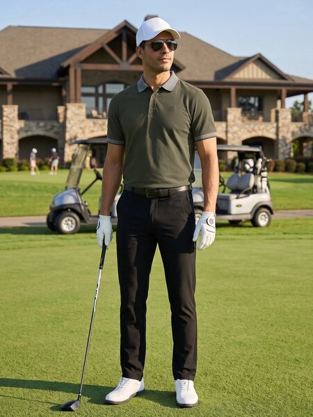 Olive Jacquard  Polo T-Shirt (POLO-1245)