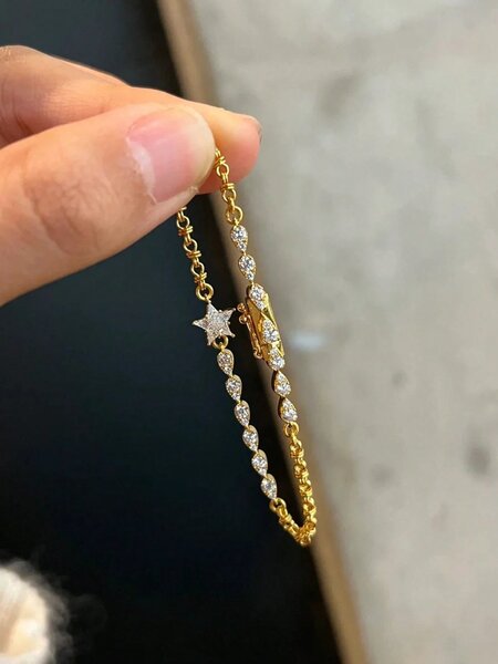 Shein - 1Pc Bestselling Starry Sky Rhinestone Pentagram Bracelet