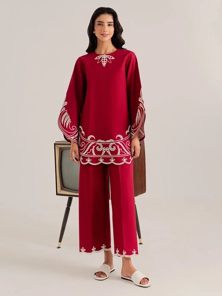 SYLANE - 2Pc Embroidered Co-ords Set