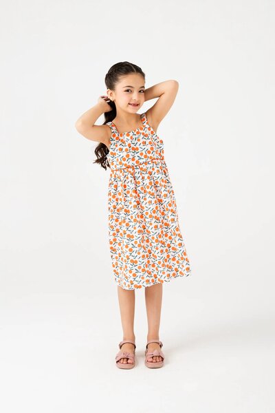Citrus Twirl Cotton Dress