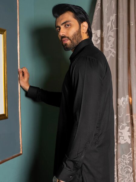 Black Plain Exclusive Range Designer Shalwar Kameez (SK-563)
