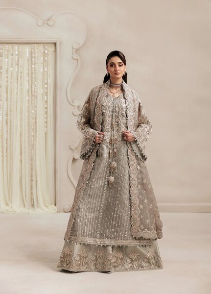 Aik Shaam by AIK Atelier Unstitched Organza Embroidered 3 Piece Suit AIK26US D-02 - Wedding Collection
