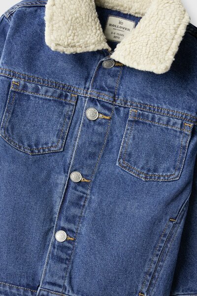 Girls Blue Fur-Collar Denim Jacket