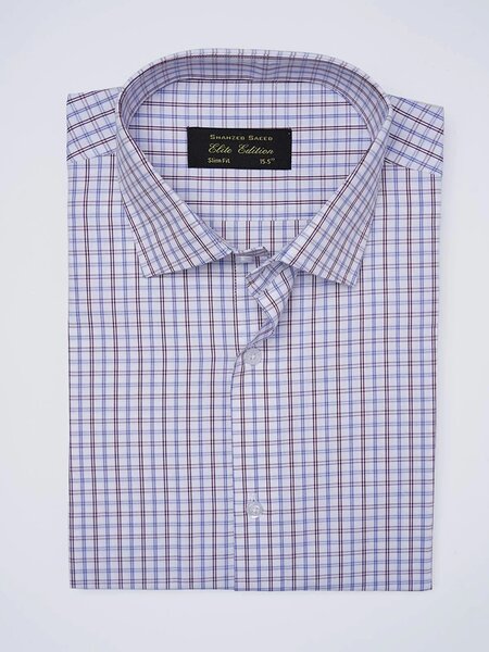 White & Blue Checkered, Elite Edition, Cutaway Collar Men’s Formal Shirt (FS-2715)