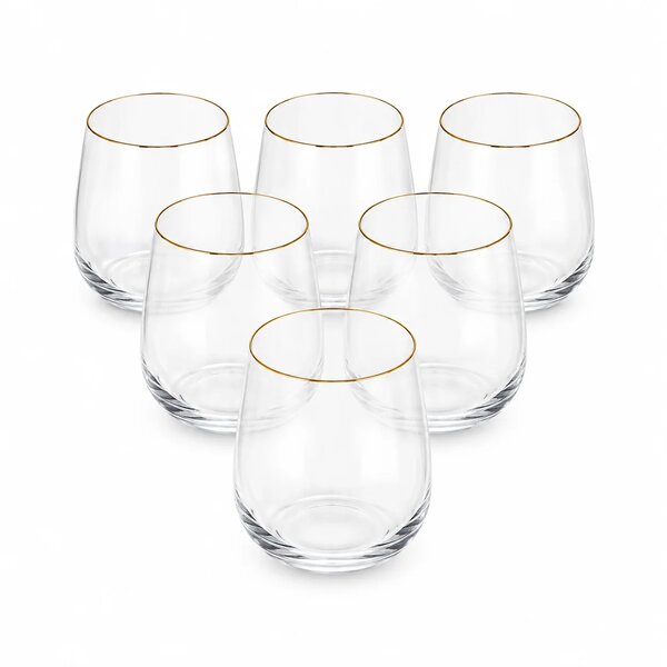 6Pcs Glass Set 360ml Gold Danny