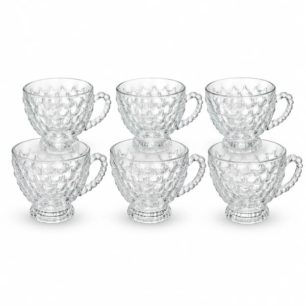 Textured Glass Cup 210ml | Decorative Tea & Coffee Cup Set