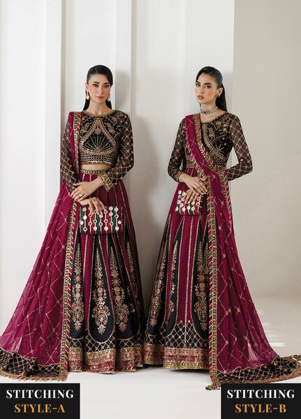 La Ruhe By Alizeh Fashion Unstitched Embroidered Chiffon 3 Piece Suit AF26URW AF-CH-2265-NEVRA - Wedding Collection