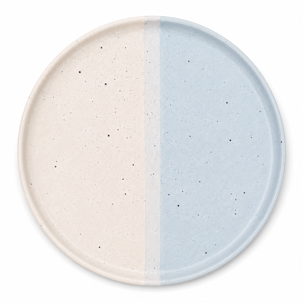 Collar Plate – 8.5 Inches Matte Half Sky Blue and White with Sprinkle