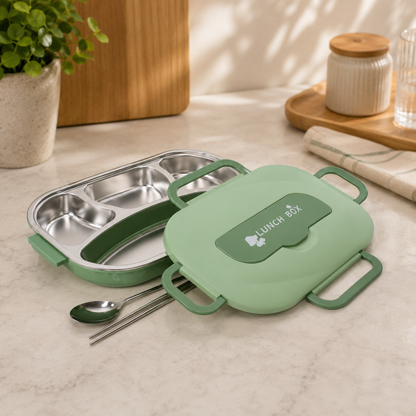 Lunch Box – Inner Steel, Outer Plastic (3 Compartment)