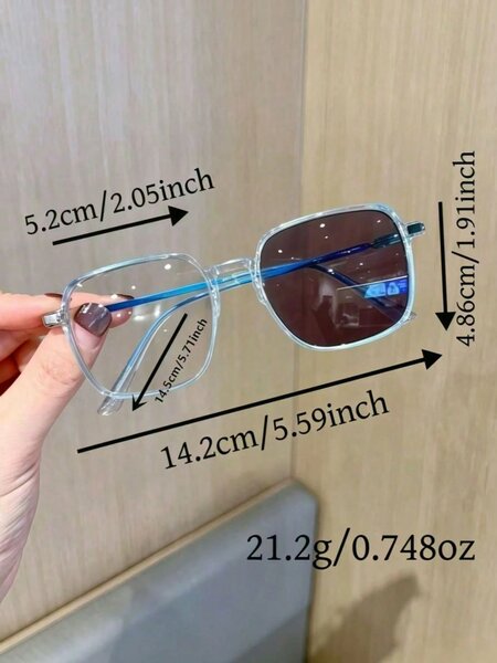 Shein - 1 Pair Women'S Square Fashion Photochromic Glasses - Full Frame With Photochromic Lenses