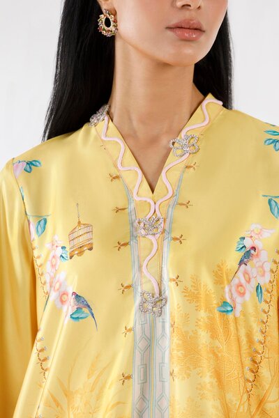 Stitched Printed Satin Shirt + Culotte