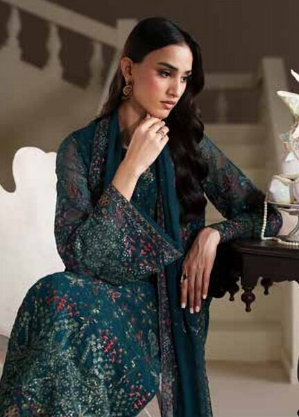 Modern Heirloom by Emaan Adeel Unstitched Embroidered Chiffon 3 Piece Suit EA26UMH Antique Charm - Festive Collection