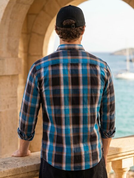 Multi Check Button Down Casual Shirt (CSC-455)