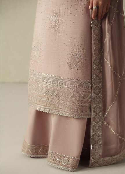 Vera Unstitched Embroidered Raw Silk 3 Piece Suit VR26URF Naqsh Soft Pink - Festive Collection