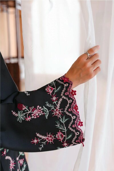 Cross Stitch Unstitched Embroidered Cotton Satin 3 Piece Suit CS26UCS Midnight Flora - Casual Collection