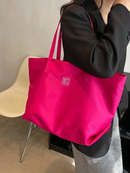Shein - 1pc Fashionable Solid Color & Simple Style Shoulder Tote Bag