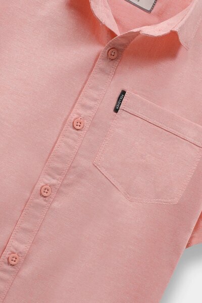 Boys Solid Peach Chambray Shirt