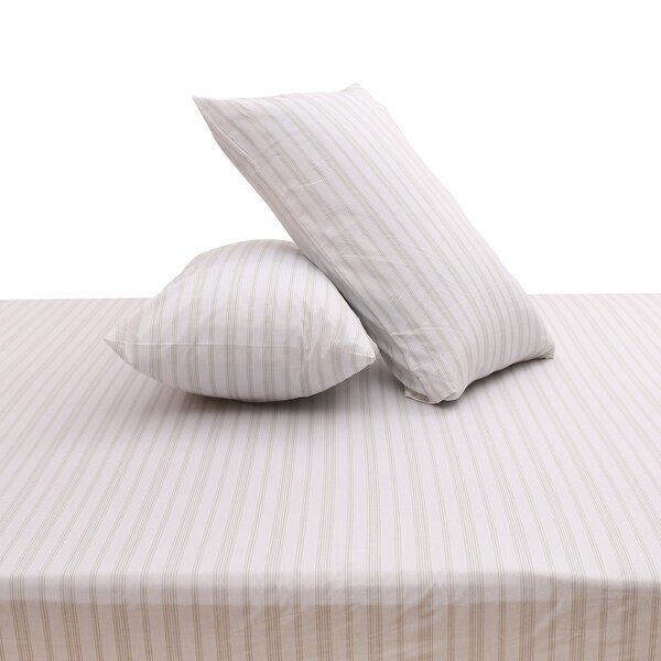 Linear Greens Double Bed Sheet 96″ × 102″ – Fresh Contemporary Line-Pattern Bedding