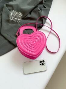 Shein - New Style Pleated Heart Shape Crossbody Handbag