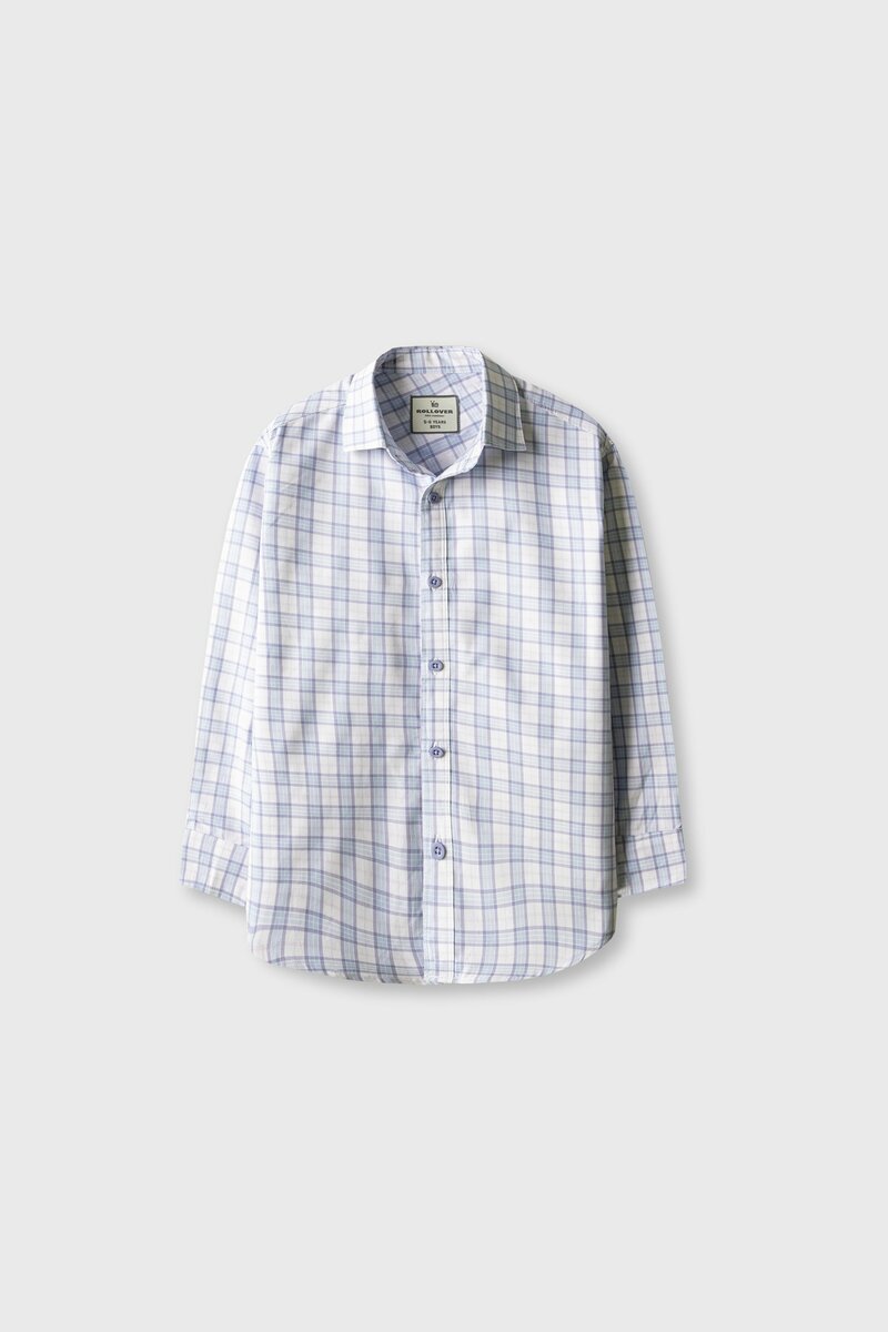 Boys White Sky Grid Shirt