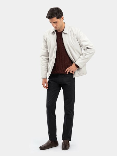 Brumano Mens RTW Solids Poly Jacket Suit Ash White With Collar Winter Collection