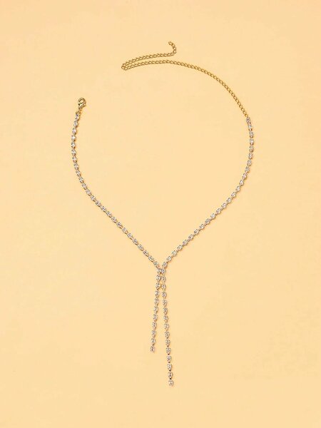 Shein - Stonefans 1Pc Minimalist Tassel Pendant Necklace