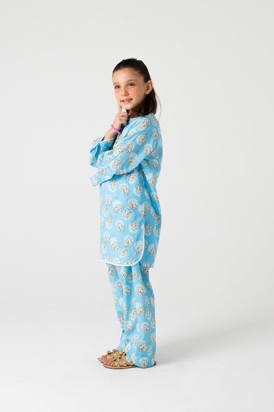 Sky Blossom Cotton Kurta Shalwar - 2pc