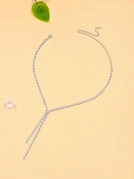 Shein - Stonefans 1Pc Minimalist Tassel Necklace