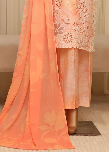 Majestic by HZ Textiles RTW Embroidered Raw Silk 3 Piece Suit HZ26RSM Salmon XRPE-3P-002 - Casual Collection
