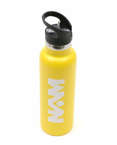 Straw Lid Bottle Metal Yellow 600 ML