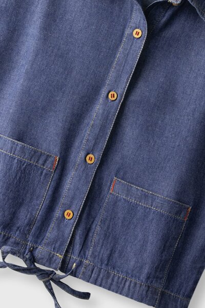 Blue Utility Denim Drop Top