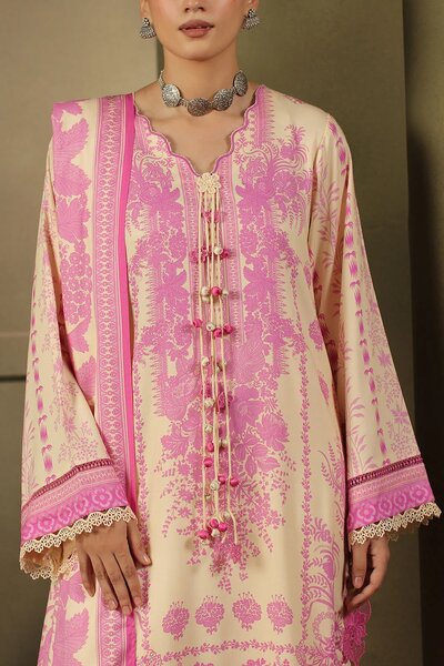 3 Piece Printed Crepe Dobby Suit