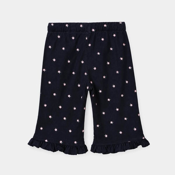 Infant Girls Cotton Twill Pant Flowers-Blue