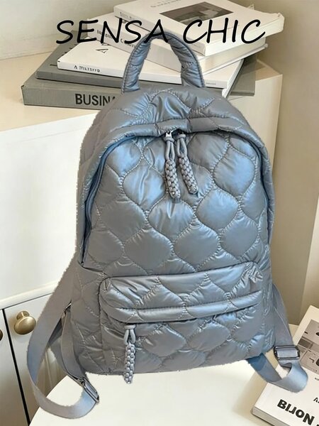 Shein - Blue Heart Quilted Puffer Backpack