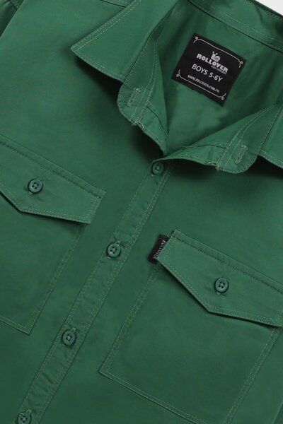 Boys Forest Green Cotton Shirt
