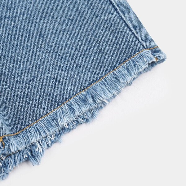 Girls Denim Rigid Shorts - Light Blue