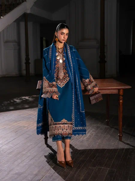 Dulzura by Bin Ilyas Unstitched Embroidered Leather Peach 3 Piece Suit BI26UPD 1027A - Leather Collection