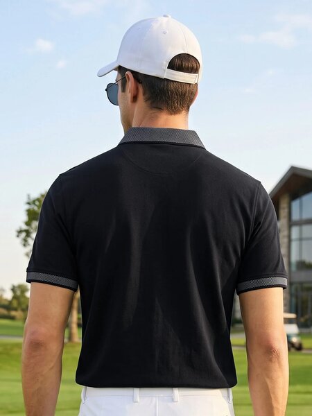 Black Jacquard  Polo T-Shirt (POLO-1187)