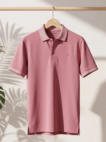 Tea Pink Jacquard  Polo T-Shirt (POLO-1251)