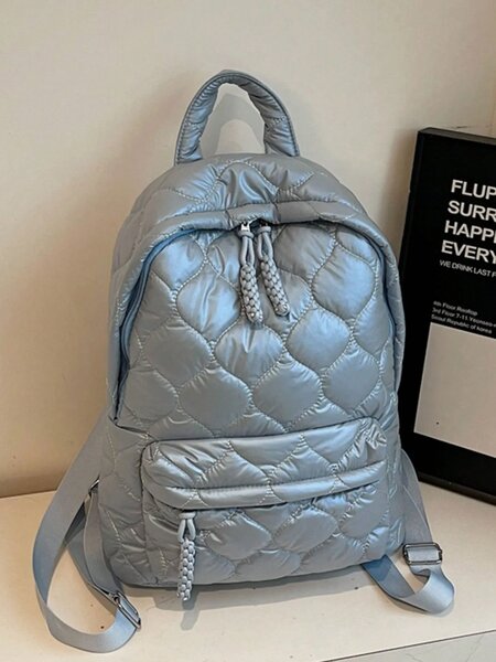 Shein - Blue Heart Quilted Puffer Backpack