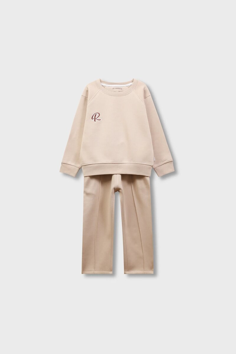 Girls Beige Embroidered Fleece Set
