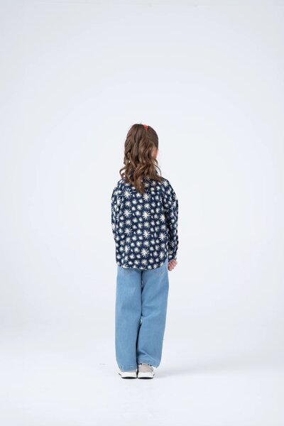Navy Spark Flannel Top