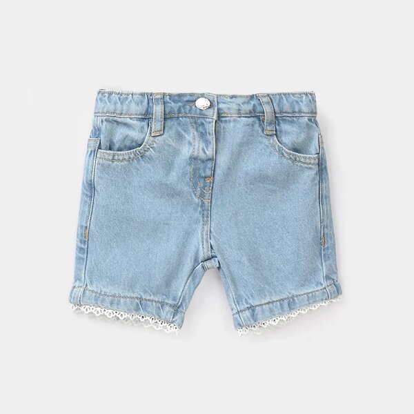 Infant Girls Denim Rigid Shorts - Light Blue