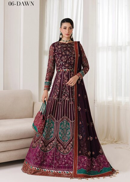 La Ruhe By Alizeh Fashion Unstitched Embroidered Chiffon 3 Piece Suit AF26URW AF-CH-2267-DAWN - Wedding Collection