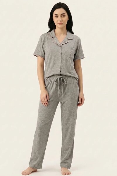 BLS - Ribbed Cotton Pajama Set - Grey