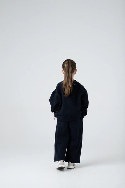 Girls Solid Blue Fleece Co-ord Set