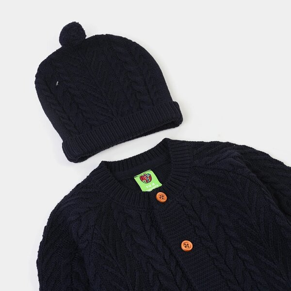 Infant Boys Acrylic Romper - Cabling - Navy